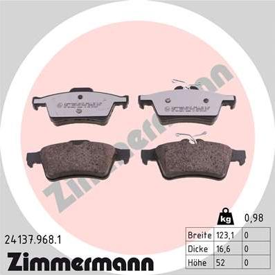 Zimmermann 24137.968.1 - Brake Pad Set, disc brake autospares.lv