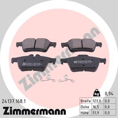 Zimmermann 24137.168.1 - Brake Pad Set, disc brake autospares.lv