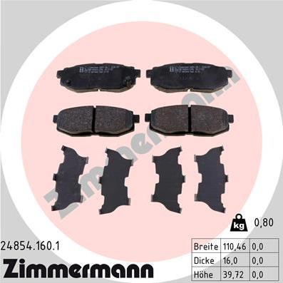 Zimmermann 24854.160.1 - Brake Pad Set, disc brake autospares.lv