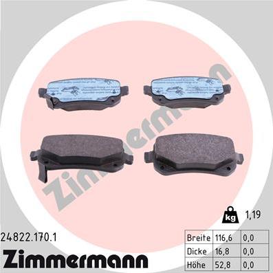 Zimmermann 24822.170.1 - Brake Pad Set, disc brake autospares.lv