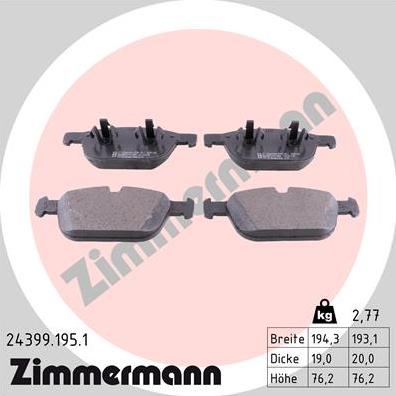 Zimmermann 24399.195.1 - Brake Pad Set, disc brake autospares.lv