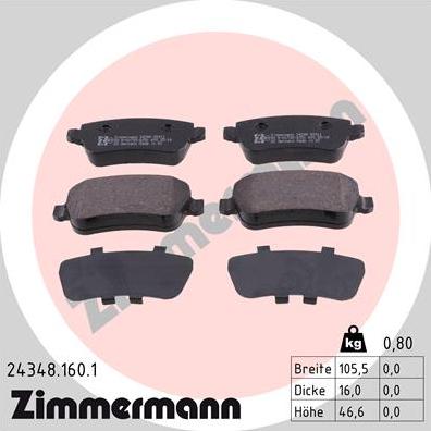 Zimmermann 24348.160.1 - Brake Pad Set, disc brake autospares.lv