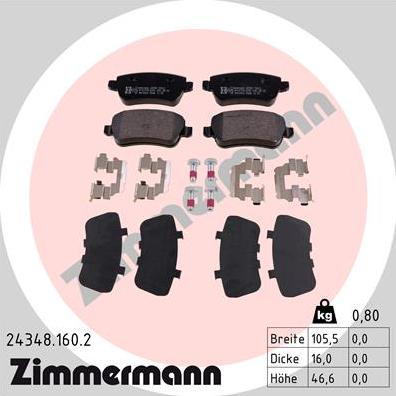 Zimmermann 24348.160.2 - Brake Pad Set, disc brake autospares.lv