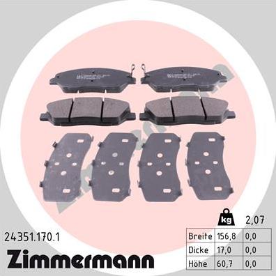 Zimmermann 24351.170.1 - Brake Pad Set, disc brake autospares.lv