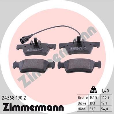 Zimmermann 24368.190.2 - Brake Pad Set, disc brake autospares.lv