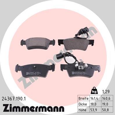 Zimmermann 24367.190.1 - Brake Pad Set, disc brake autospares.lv