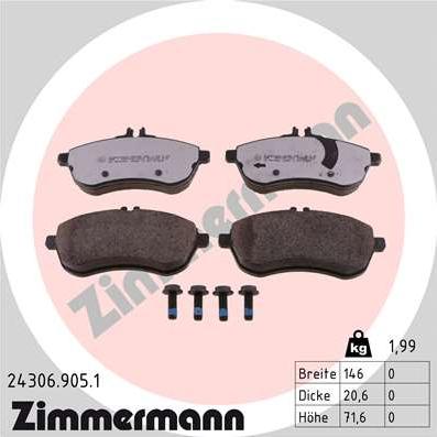 Zimmermann 24306.905.1 - Brake Pad Set, disc brake autospares.lv