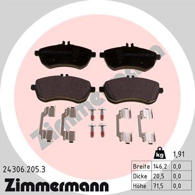 Zimmermann 24306.205.3 - Brake Pad Set, disc brake autospares.lv