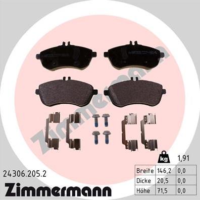 Zimmermann 24306.205.2 - Brake Pad Set, disc brake autospares.lv