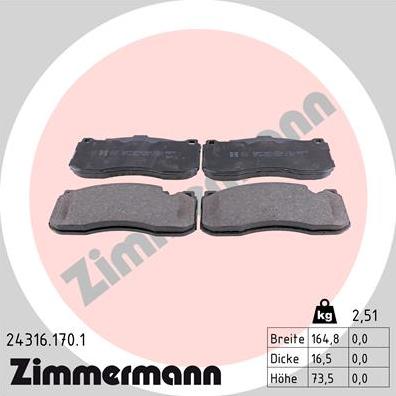 Zimmermann 24316.170.1 - Brake Pad Set, disc brake autospares.lv