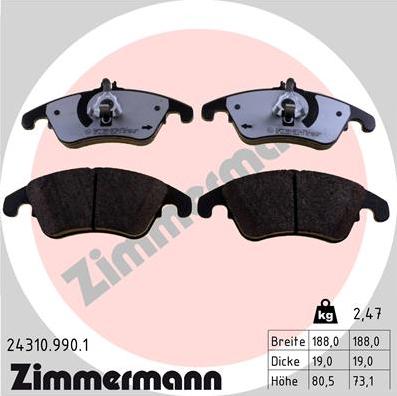 Zimmermann 24310.990.1 - Brake Pad Set, disc brake autospares.lv