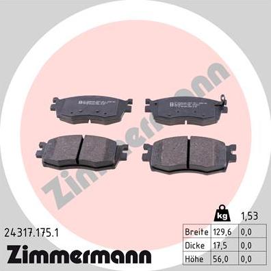 Zimmermann 24317.175.1 - Brake Pad Set, disc brake autospares.lv