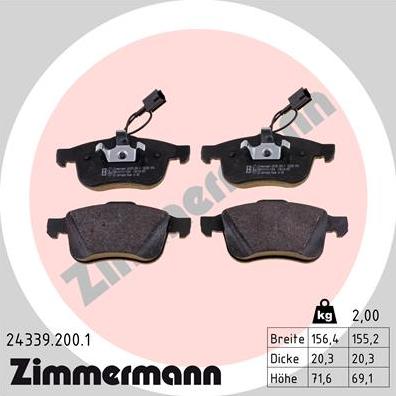 Zimmermann 24339.200.1 - Brake Pad Set, disc brake autospares.lv