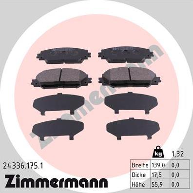 Zimmermann 24336.175.1 - Brake Pad Set, disc brake autospares.lv