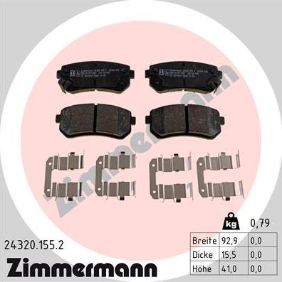 Zimmermann 24320.155.2 - Brake Pad Set, disc brake autospares.lv