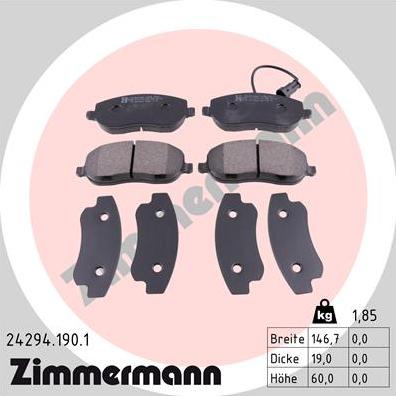 Zimmermann 24294.190.1 - Brake Pad Set, disc brake autospares.lv