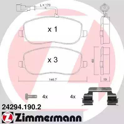 Zimmermann 24294.190.2 - Brake Pad Set, disc brake autospares.lv