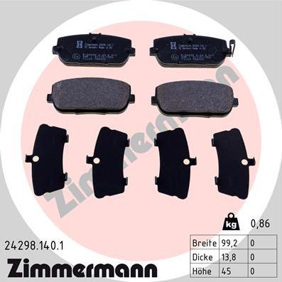 Zimmermann 24298.140.1 - Brake Pad Set, disc brake autospares.lv