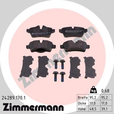 Zimmermann 24289.170.1 - Brake Pad Set, disc brake autospares.lv