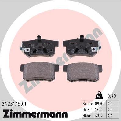 Zimmermann 24231.150.1 - Brake Pad Set, disc brake autospares.lv