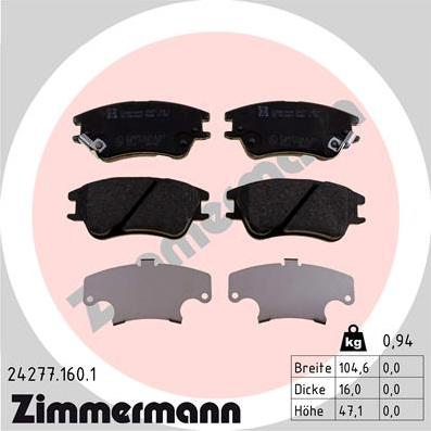 Zimmermann 24277.160.1 - Brake Pad Set, disc brake autospares.lv