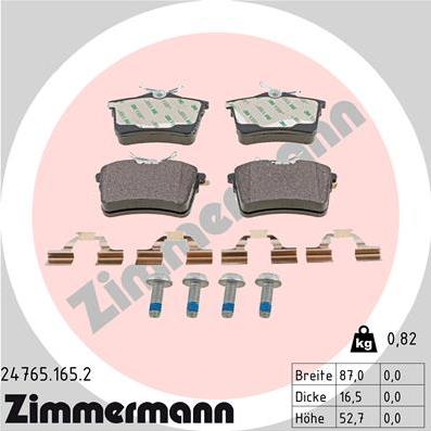 Zimmermann 24765.165.2 - Brake Pad Set, disc brake autospares.lv