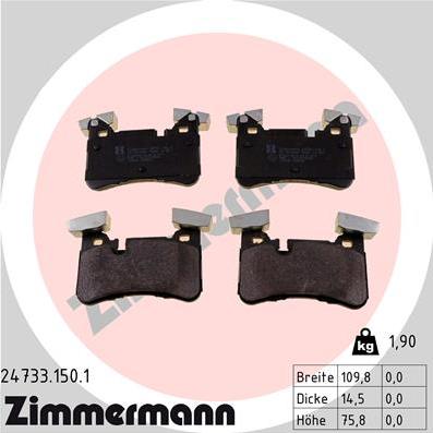 Zimmermann 24733.150.1 - Brake Pad Set, disc brake autospares.lv