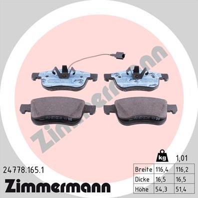Zimmermann 24778.165.1 - Brake Pad Set, disc brake autospares.lv