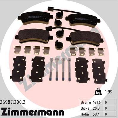 Zimmermann 25987.200.2 - Brake Pad Set, disc brake autospares.lv