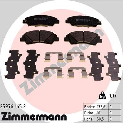 Zimmermann 25976.165.2 - Brake Pad Set, disc brake autospares.lv