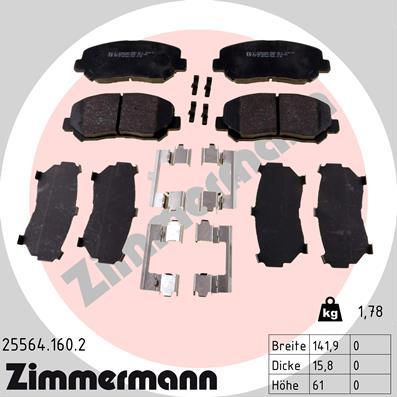 Zimmermann 25564.160.2 - Brake Pad Set, disc brake autospares.lv