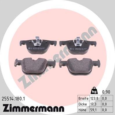 Zimmermann 25514.180.1 - Brake Pad Set, disc brake autospares.lv