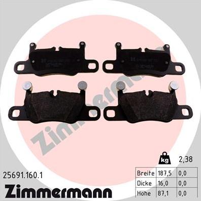 Zimmermann 25691.160.1 - Brake Pad Set, disc brake autospares.lv