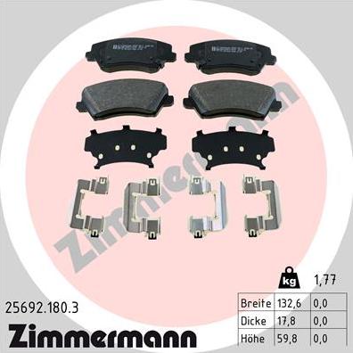 Zimmermann 25692.180.3 - Brake Pad Set, disc brake autospares.lv