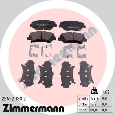 Zimmermann 25692.180.2 - Brake Pad Set, disc brake autospares.lv