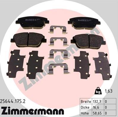 Zimmermann 25644.175.2 - Brake Pad Set, disc brake autospares.lv