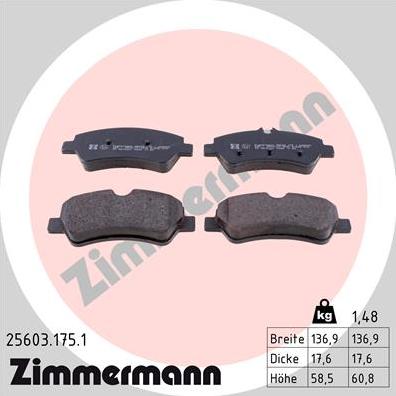 Zimmermann 25603.175.1 - Brake Pad Set, disc brake autospares.lv