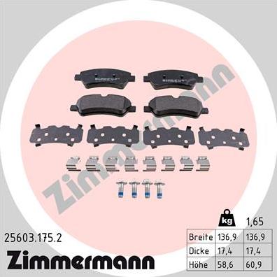 Zimmermann 25603.175.2 - Brake Pad Set, disc brake autospares.lv