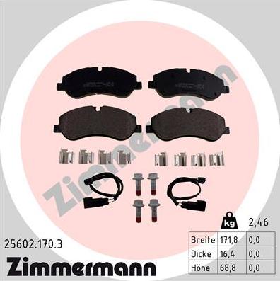 Zimmermann 25602.170.3 - Brake Pad Set, disc brake autospares.lv