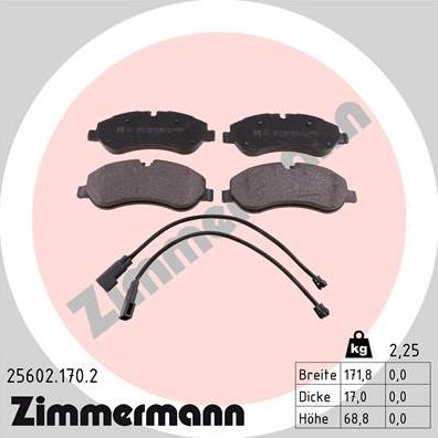 Zimmermann 25602.170.2 - Brake Pad Set, disc brake autospares.lv