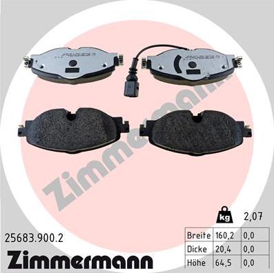 Zimmermann 25683.900.2 - Brake Pad Set, disc brake autospares.lv