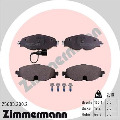 Zimmermann 25683.200.2 - Brake Pad Set, disc brake autospares.lv