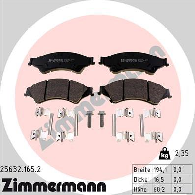 Zimmermann 25632.165.2 - Brake Pad Set, disc brake autospares.lv