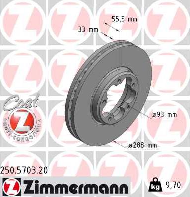 Zimmermann 250.5703.20 - Brake Disc autospares.lv