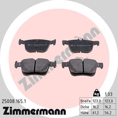 Zimmermann 25008.165.1 - Brake Pad Set, disc brake autospares.lv