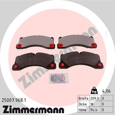 Zimmermann 25007.968.1 - Brake Pad Set, disc brake autospares.lv