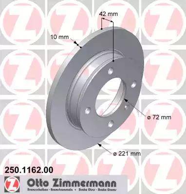 Zimmermann 250.1162.00 - Brake Disc autospares.lv