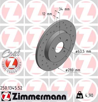 Zimmermann 250.1345.52 - Brake Disc autospares.lv