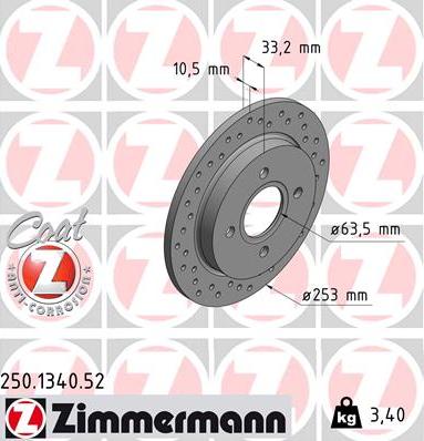 Zimmermann 250.1340.52 - Brake Disc autospares.lv