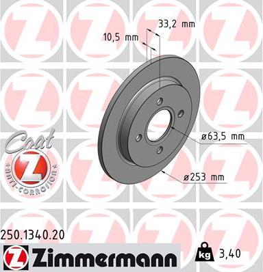 Zimmermann 250.1340.20 - Brake Disc autospares.lv